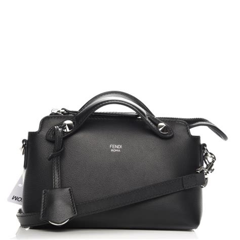 FENDI Vitello Dolce Mini By The Way Boston Bag Black